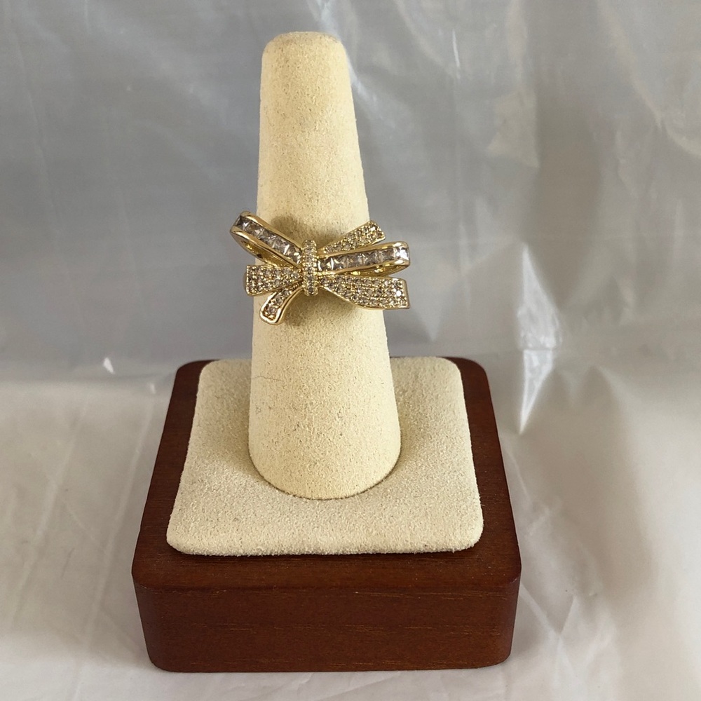 🔥 NEW Pretty Bird Adjustable 18k Yellow Gold Plated Ribbon Bow style Ring